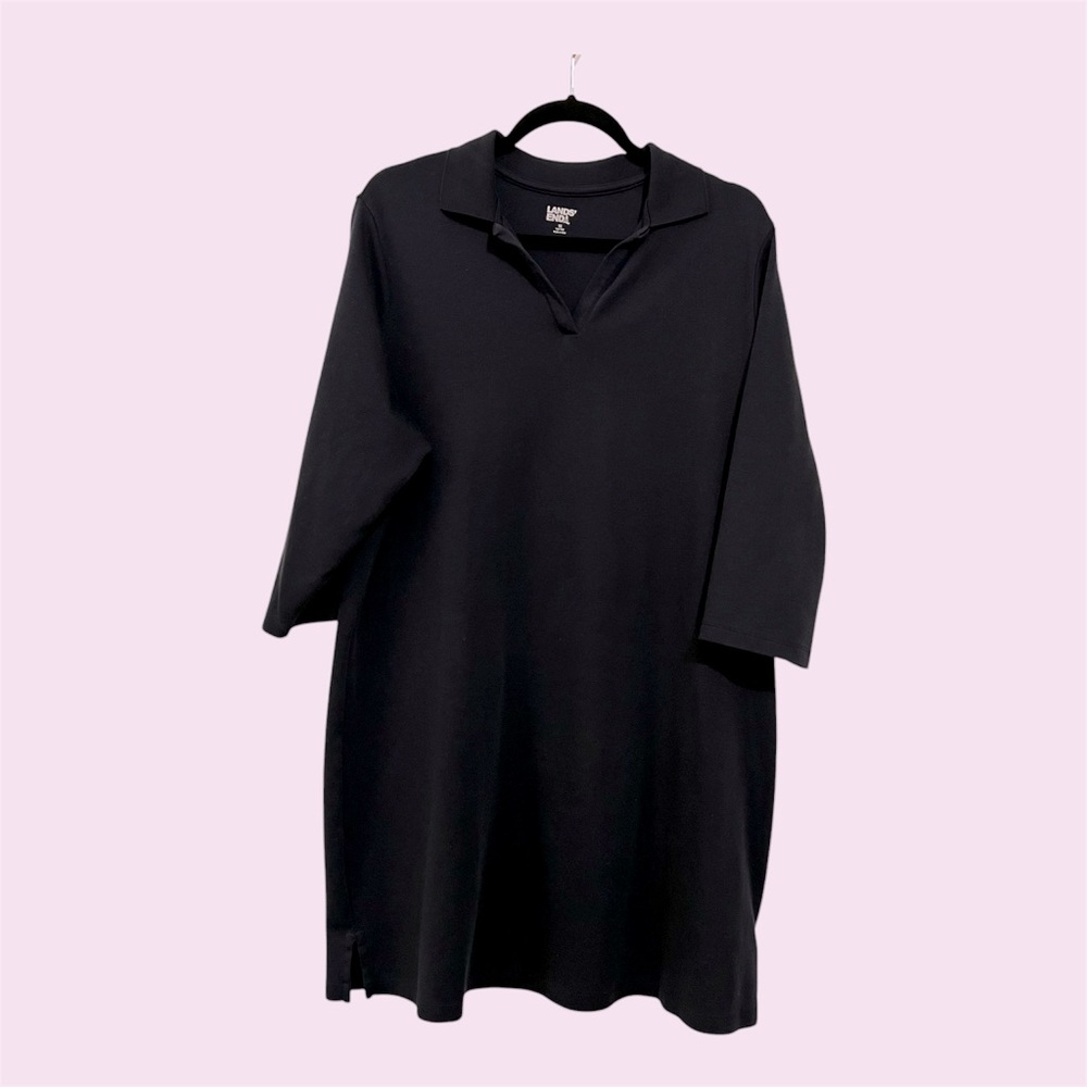 Lands’ End 1X Navy 3/4 Sleeve Navy Blue Polo Dress, Excellent Condition